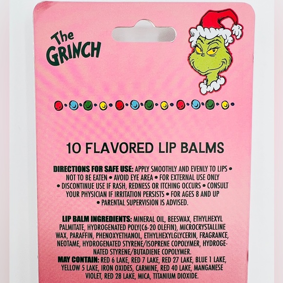 10 Flavored Grinch Lip Balms NWT - Picture 2 of 2